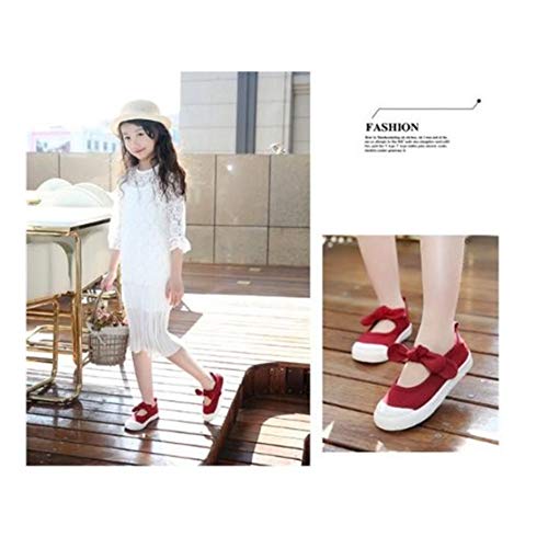Toddler Girl's Canvas Sneakers Bowknot Mary Jane Flat Shoes for Kids Girl's Casual Shoes Dress Shoes School Uniform Shoes for Girls4