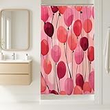 Duschvorhang mit Luftballons, verspielte, fantasievolle Stiele, Kreise, Feier, Pfirsichfarben, waschbar, mit Haken, Design, Druck, Badvorhänge für Zuhause, Badezimmer, WC, Hotel, Dekoration, 91,4 x