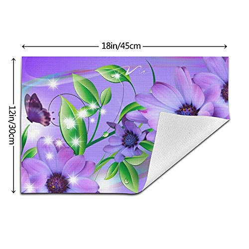 Set de table résistant chaleur violet aux finitions fleurs haut de gamme x4
