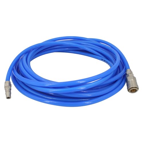 AcbbMNS 10M/32.8Ft PU Tube 6.5mm ID x 10mm OD Polyurethane Air Compressor Hose Braided Pipe with Self-Locking Fittings, Blue