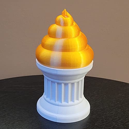 Znet3D Poop Emoji Trophy - 6" Inches Tall On A White Pillar - Perfect Award & Gift - Handmade W/Additive Manufacturing (Silk Gold) #TOP3