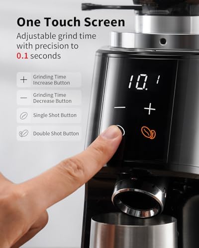 SHARDOR 64mm Flat Burr Coffee Grinder, 100 Settings, Anti-Static, Black - 4