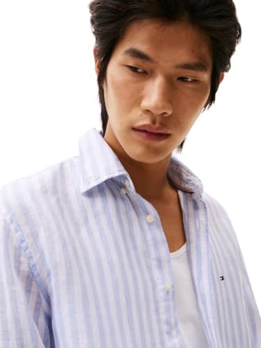 Image of Tommy Hilfiger Men's Long Sleeve Casual Linen Button Down Shirts in Regular Fit