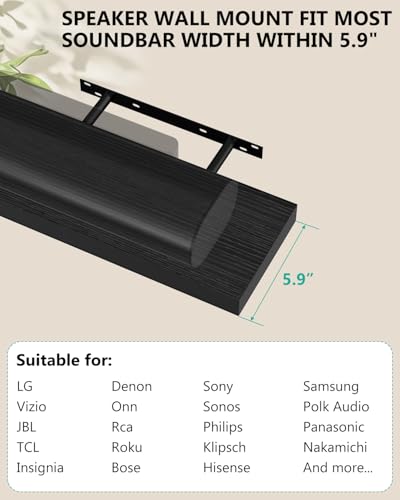 Image of WALI Soundbar Mount for Sonos Arc and Sonos Arc Ultra, Sound bar Wall Mount Bracket Under TV, Soundbar TV Floating Wall Shelf for Living Room, Home Theater Up to 22Lbs (SON003-H), Set of 3, Black