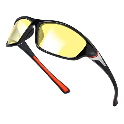 SIPHEW Night Driving Glasses, Sports Polarized Yellow Night Vision Glasses for Men Women, Reduce Glare and Enhance Vision