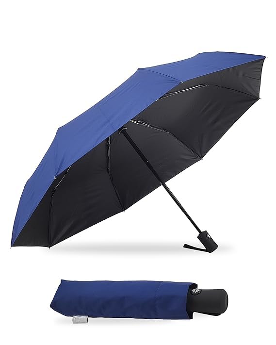 fresnillo Umbrella for Man - Large Size 23 inch, Fully Automatic, Windproof Fibreglass Ribs, UPF 50+ Sun Protection, Premium 210T Pongee, Foldable Umbrella for Rain with Travel Cover for Men and Women - 3 fold Compact Easy to Carry Neavy Blue (Auto open auto close)-picture-51