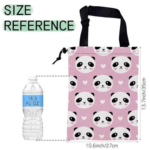 Image of Lovely Panda Car Garbage Bag,Hearts Waterproof Small Car Trash Bag Hanging Back of Seat,Drawstring Hanging Car Trash Bag with Adjustable Buckle for Car Accessories