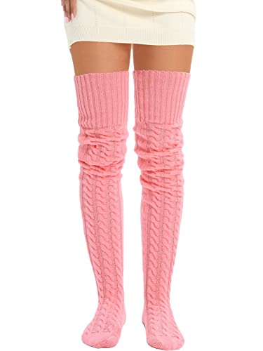 Image of Women's Thigh High Knitted Winter Boot Socks Vintage Extra Long Leg Warmer Over Knee High Stockings