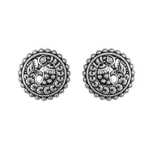 Image of Voylla Morni Krutika Ear Studs, Oxidised, Party, EveryDay Wear, Studs Earrings for Women