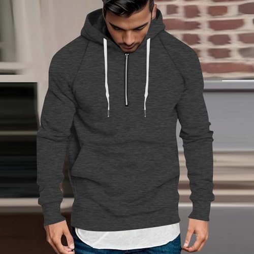 Mens Zip Up Hoodie Casual Long Sleeve Drawstring Sweatshirt Plus Size Fashion Raglan Hoodies Pullover with Pockets2