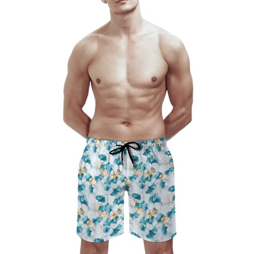 Ginkgo Marble Mens Swim Trunks Quick Dry Beach Swimming Shorts with Mesh Lining and Pockets2