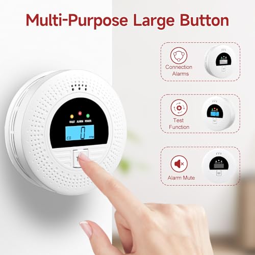 3-Pack Interconnected Smoke Detectors and Carbon Monoxide Alarm with Test & Silence Button, Battery Powered, Smoke and CO Detector for Any Room, Peace of Mind - Image 5