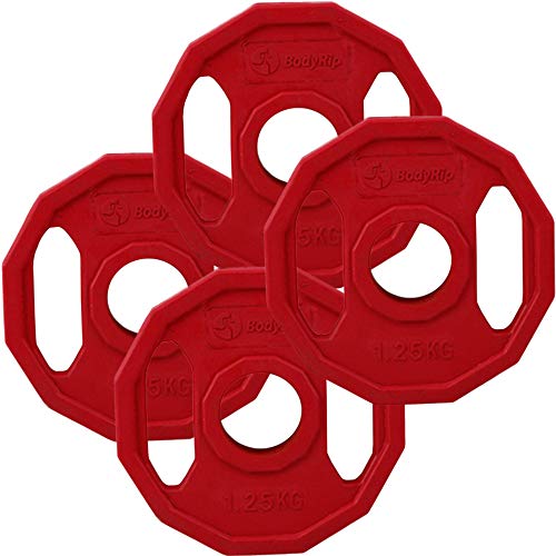 BodyRip Polygonal Colour Coded Olympic 2" Weight Plates | Curl, Press, Pullover | Strength Training, Home Gym, Fitness Exercise, Weight Lifting, Fat Loss, Crossfit, Calisthenics | 4 Pcs of 1.25kg