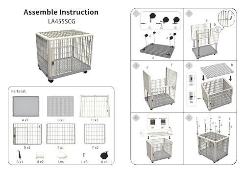 Jaula para Perro y Gato Lanco de Plastico Blanco con Ruedas 4