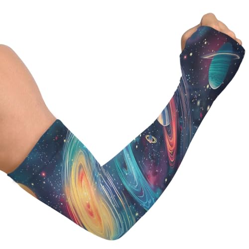 Cooling Arm Sleeves for Men Women UV Sun Protection Arm Covers Cosmos Space Compression Sleeves Sports Football Golf Cycling