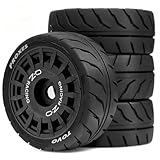 Dantenron 1/10 RC On Road Tires OD 2.68' And Plastic Rally Wheels Rims 12mm Hex for 1:10 Scale Drift Racing Street Touring Car Tamiya TT01 TT02 Traxxas XV02 XV01 TA06 HPI KYOSHO PTG2 A959 4PCS (Black)