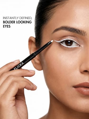 Image of FLiCKA Breathtaking Eyes Twist Kajal Waterproof, Smudge Proof, Longlasting, Dermatologically approved, Intense Colour, White, 0.25g