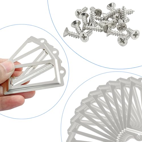 Unlorspy 10 peças de moldura de cartão de nome de metal antigo, suportes de etiqueta de metal 70 x 3