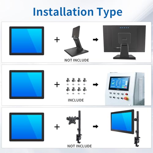 Image of 15 Inch Industrial Touch Screen Monitor, 10 Points Touch, Ratio 4:3 Capacitive PCAP Display, 1024 x 768R, Active Matrix TFT LCD, LED Backlight, VGA, DVI, HD-MI Ports