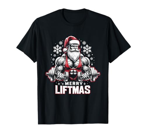 Bodybuilding X-Mas Holiday Fitness Motivation Tees - Muscle Santa Bodybuilder Merry Liftmas Gym Weihnachten Workout T-Shirt - Schwarz - S - Unisex - EU Klein - Kurzarm - Klassisch - Winter