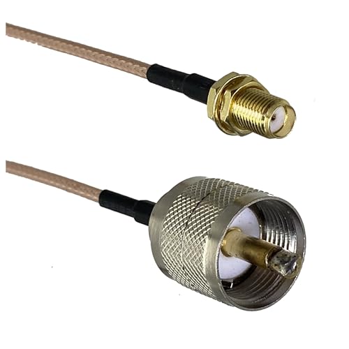 RG316 RG58 UHF PL259 SO239 - SMA �I�X�v���O ���X�W���b�N �X�g���[�g�R�l�N�^ R*/F �W�����p�[ �s�O�e�[���P�[�u�� 6�C���`�`20M(RG316 PL259 to SMA F,60CM)