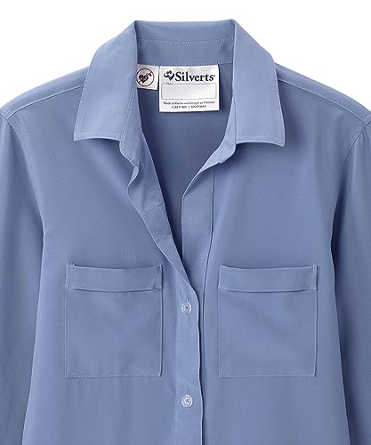 Image of Silverts Women's Adaptive Magnetic Closure Top Assisted Dressing Arthritis Clothing Easy Wear Button Shirt