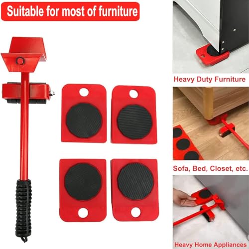 Image of DecorTwist Furniture Mover & Lifter Set with 360 Rotating Wheel Pads - Move Sofa, Fridge, Bed & Washing Machine Without Lifting | Floor-Safe Steel Tool for Tiles, Marble & Wood