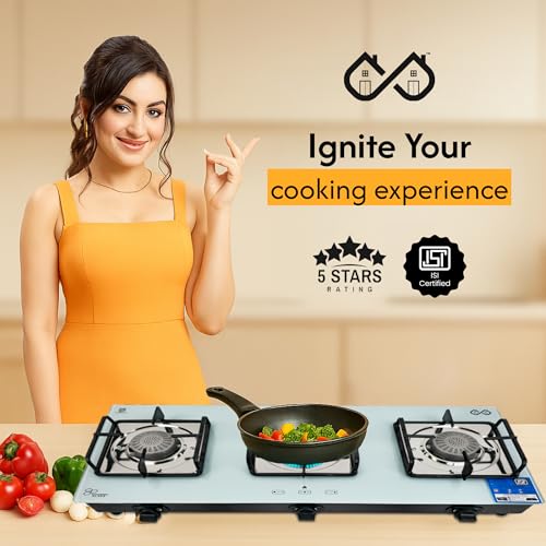 Image of Thermador Gas Stove 3 Burners with Battery Less Auto Ignition | Gas Saver Tornado Burner 3 Burner Gas Stove | Premium White Glass | ISI Certified | 1 Yr Manufacturer Warranty