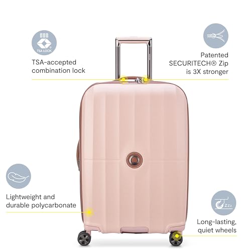 Image of DELSEY PARIS Carrousel Hardside Expandable Luggage with Spinner Wheels, Pink, Checked-Medium 24 Inch
