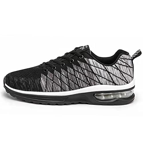 Damen Sportschuhe Herren Laufschuhe mit Luftpolster Turnschuhe Sneakers Leichte Sport Schuhe Outdoor Trainers 5099 Black White 43 Cover