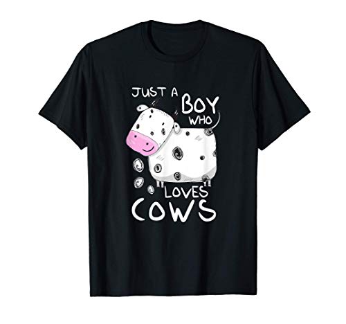 Just A Boy Who Loves Cow Cute Kawaii Animal Farm Farmer Camiseta
