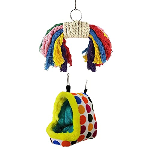 Image of Litewoo Dotted Bird Nest and Bird Cotton Rope Swing Chew Toy Portfolio