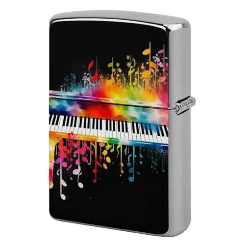 Funda metálica para encendedor con diseño piano colorido miniatura 1
