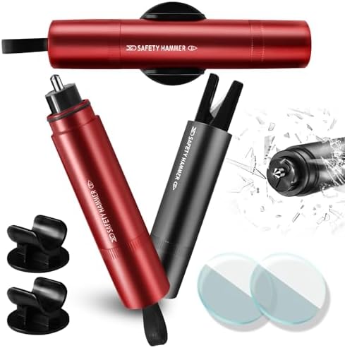 2-in-1 Notfallhammer Mit Gurtschneider - Sicherheitshammer Für Auto & Bus Mit Testglas