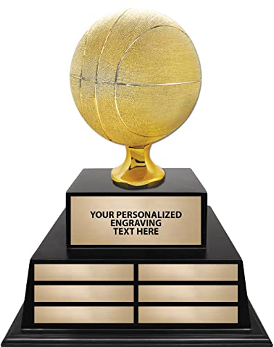 Crown Awards 18" Basketball Black Tiered Base Trophy, Basketball Sculpture Award - Custom Engraving Included Prime