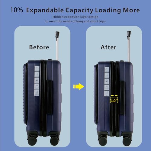 Kmvazcd Expandable Carry On Luggage Durable Hardside Lightweight Rolling Suitcases with Spinner Wheels TSA Lock の商品画像 5
