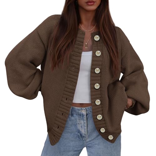 PRETTYGARDEN Women's 2025 Winter Cardigan Sweaters Trendy Chunky Knit Long Sleeve Button Up Casual Warm Fall Jackets Coats