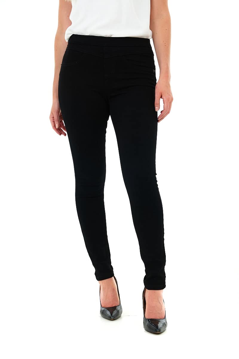M17 Women's Trousers Women Ladies Denim Jeans Jeggings Sculpt Pull On Skinny Fit Casual Cotton Trousers Pants with Po, Black, 26 UK