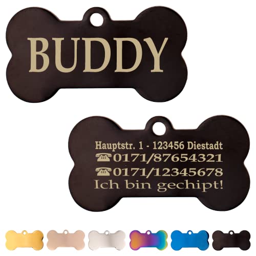Ibera Gifts Hundemarke Knochenform mit Gravur