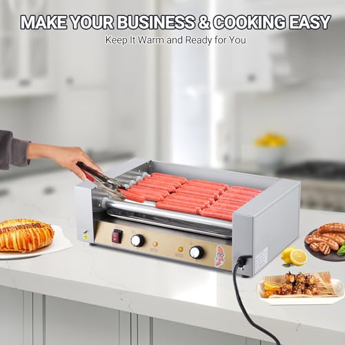 GarveeHome 18 Hot Dog Roller, 1050W Dual Temp Control Hot Dog Machine with 7 Roller, Stainless Steel Hot Dog Grill with Removable Oil Drip Tray, Hot Dog Roller Machine for Home and Commercial Use