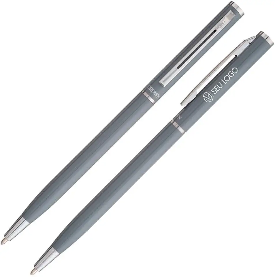 Caneta Personalizada Crown Hawai Esferográfica Diversas Cores Gravação Nome Simbolo Leve Para Presentear (Cinza)