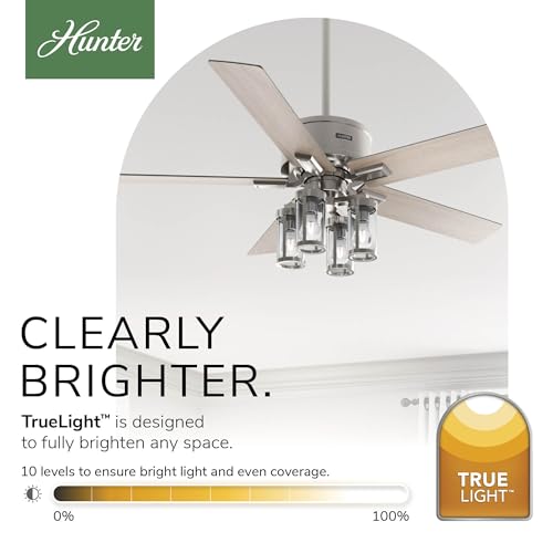 Image of Hunter - Astwood II Indoor Ceiling Fan With Light, Remote, 52-inch, Casual-style, 4-speed WhisperWind Motor, Ceiling Fans for living rooms, bedrooms, home offices, kitchens