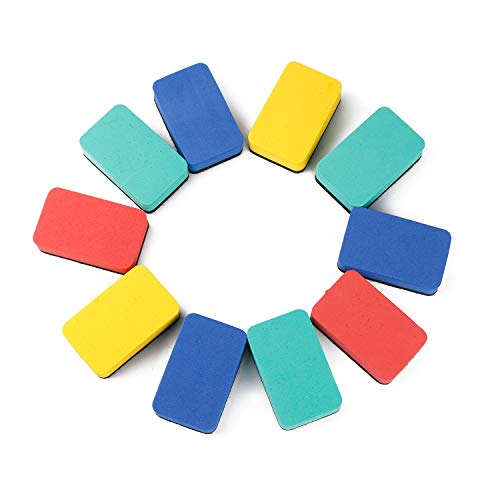Dry Erase Erasers Rectangle Magnetic Whiteboard Chalkboard Cleansers Wiper For Classroom Office Home Use(4 Colors, 2.91 X 1.77 Inch),32 Pack #TOP4