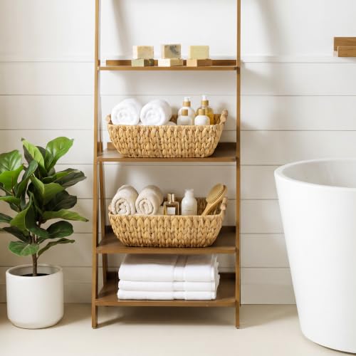 StorageWorks Hand-Woven Storage Baskets with Wooden Handles, Water Hyacinth Wicker Baskets for Organizing, 2 Pack by StorageWorks - Used condition - Image 2