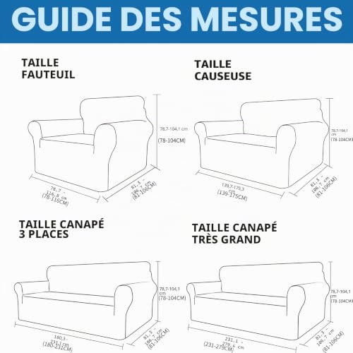 Housse de canapé salon extensible 2 places gris clair chaleureux - 7
