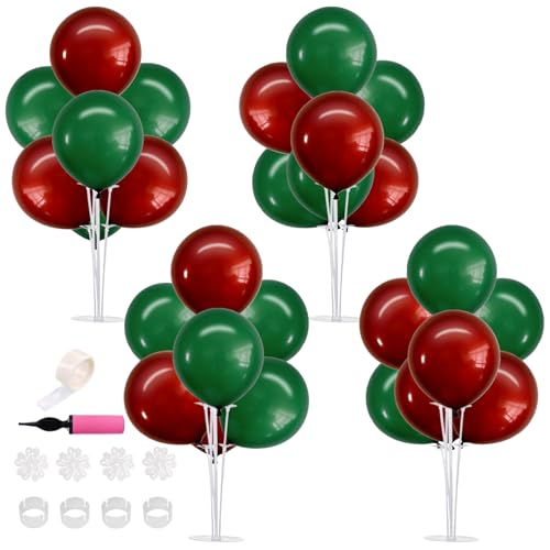 Image of TONIFUL 4 Set Dark Red Green Balloon Stand Balloon Centerpiece for Table