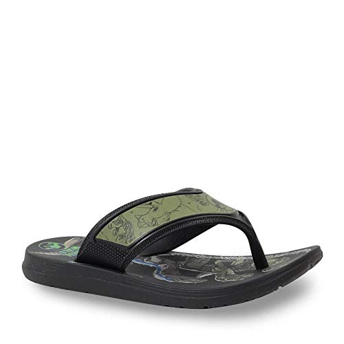 Chinelo de Dedo JURASSIC CAMP DINO SUPER FLOP INF PRETO/VERDE Grendene, meninos, Preto/Verde, 26
