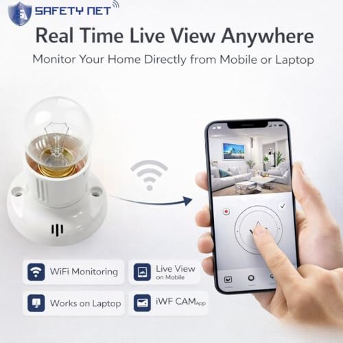 Image of SAFETYNET Smart WiFi Security Camera | 1080P Full HD | Live View on Mobile & PC | Continuous AC Power (24x7 Recording) | Motion Detection | Loop Recording | 32GB / 128GB Support (NEW Holder Camera)