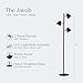 Brightech Jacob LED Standing Lamp, Modern Bright Floor Lamps for Living Rooms & Bedrooms, Tall LED Lighting Lamp with Adjustable 3 Light Tree – Classic Black