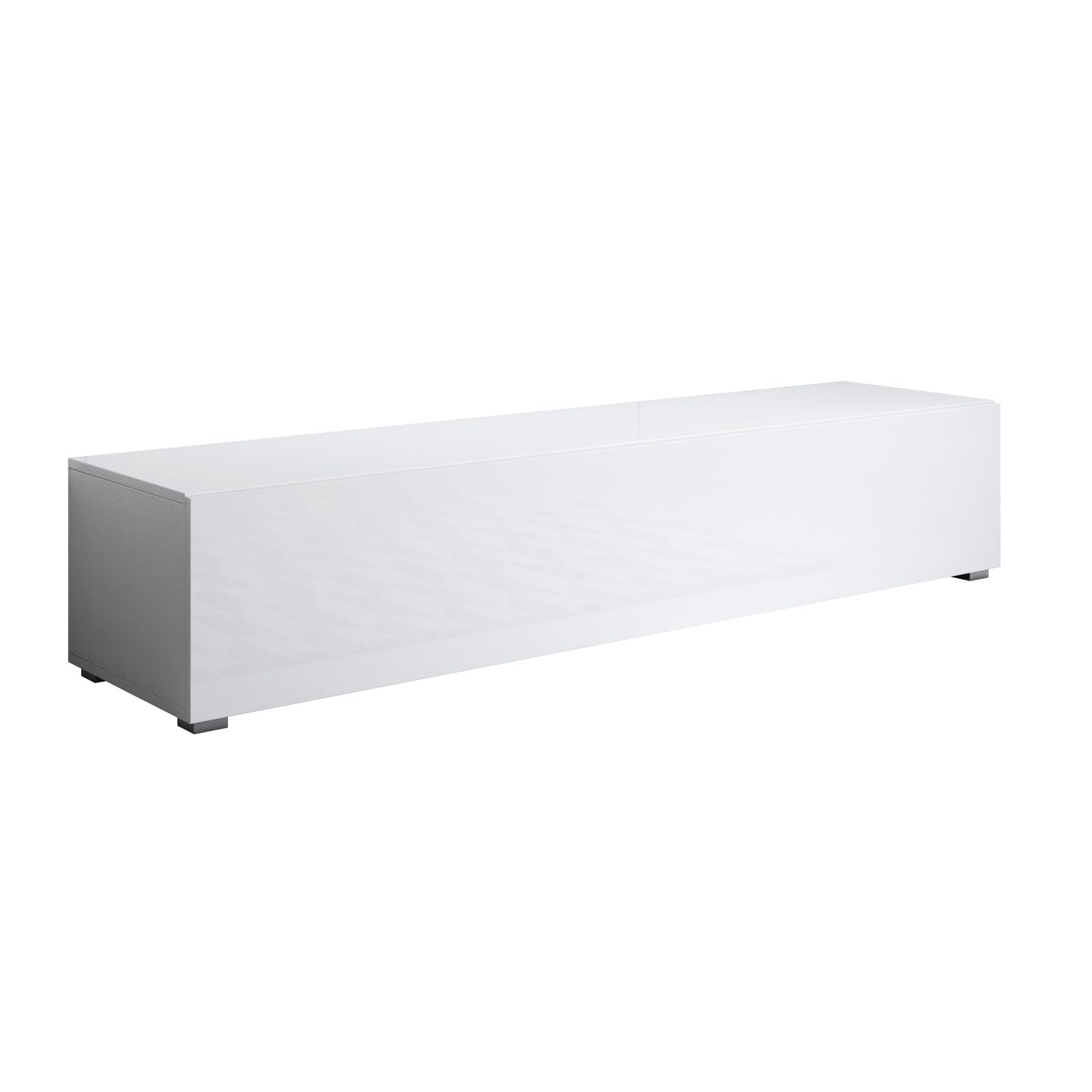 mobile tv stand feet 2cm melamine glossy white 160x32x40